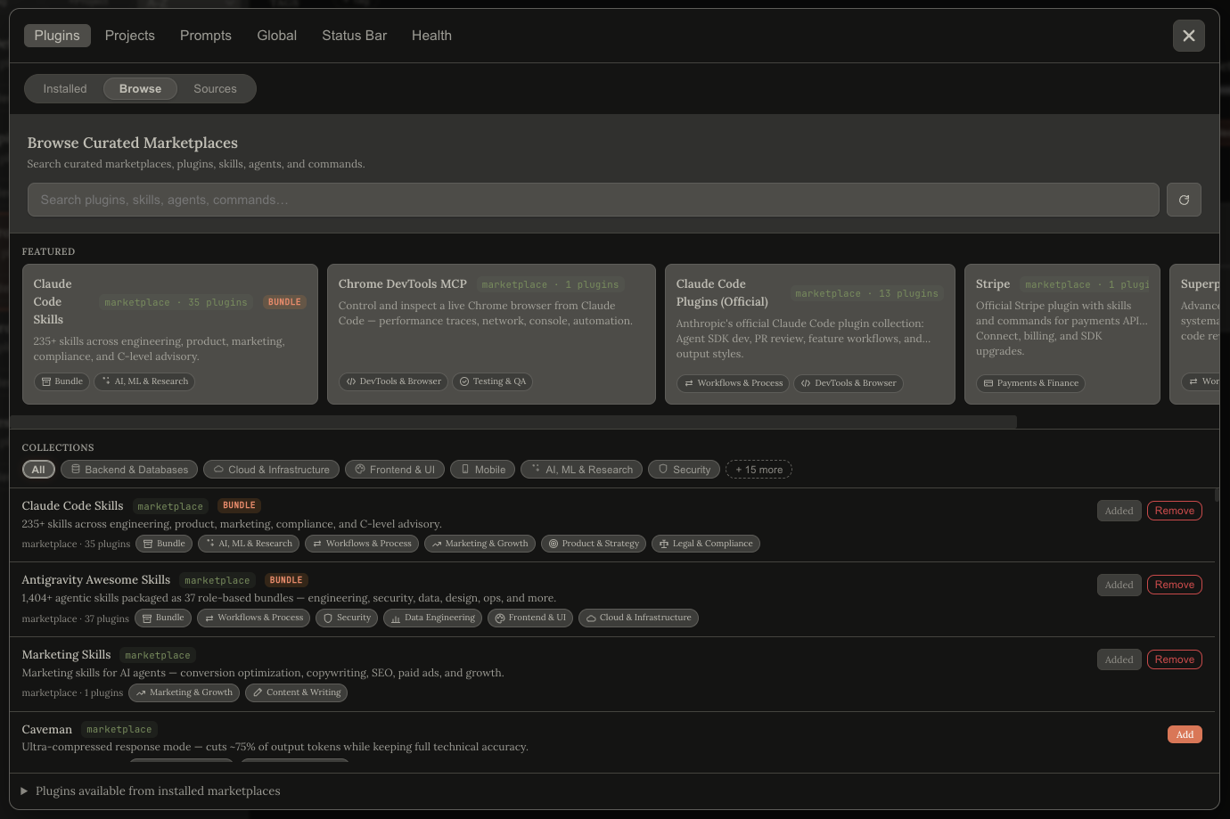 ClaudeWorks Browse tab showing plugin marketplace
